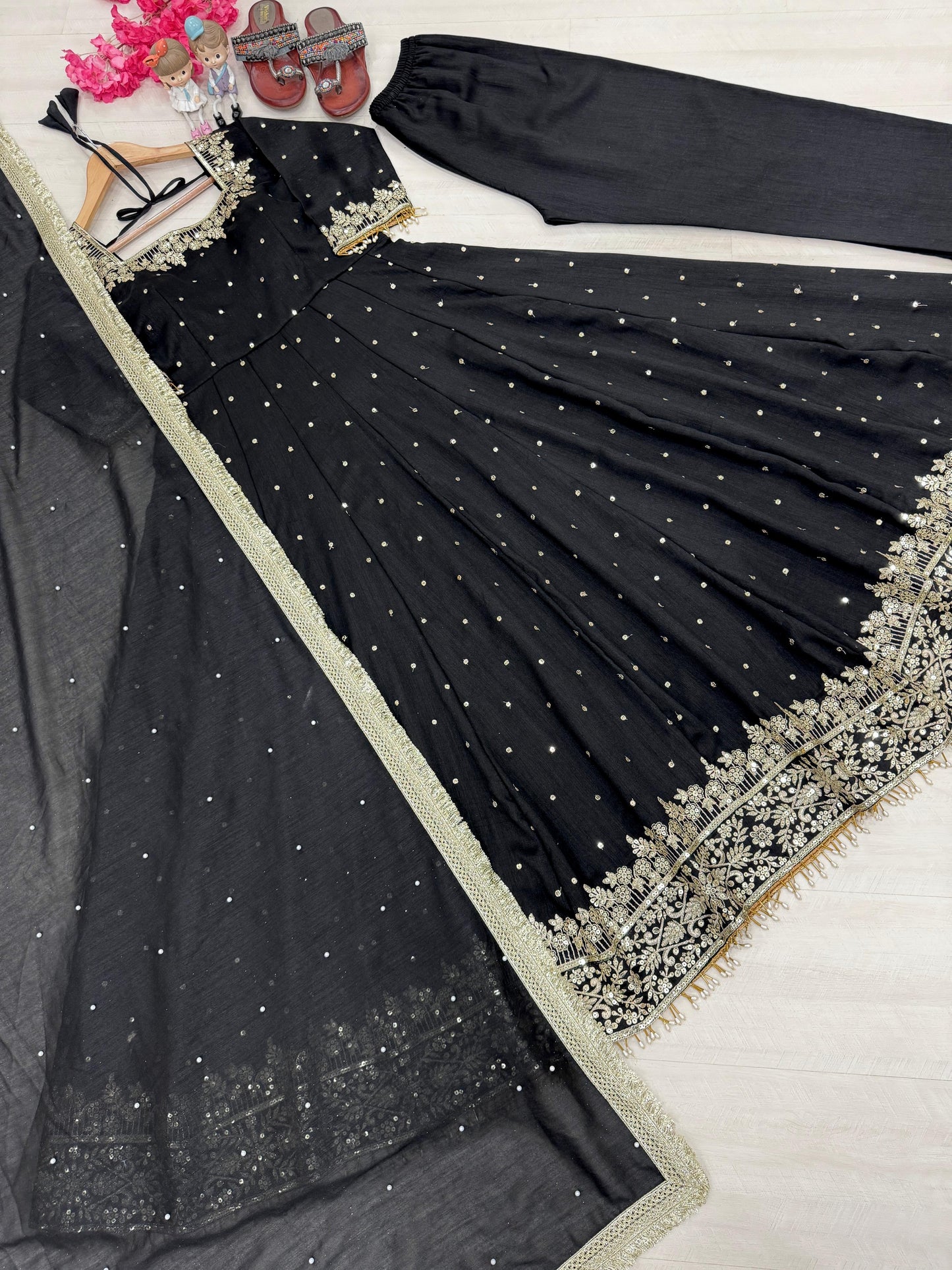 Vichitra Silk gown with dupatta