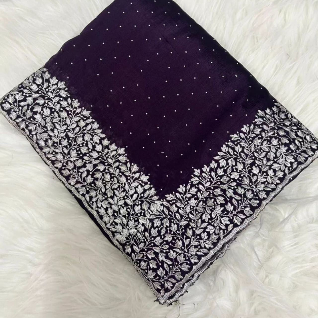 Vichitra silk with embroidery work