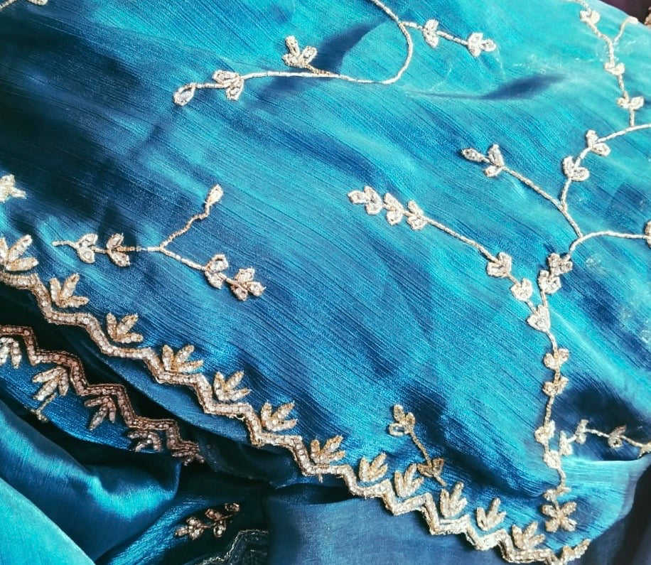Jimmy choo designer saree with diamond stone handwork