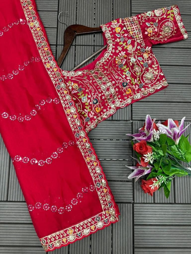 RANGOLI SILK FABRIC ON EMBROIDERY