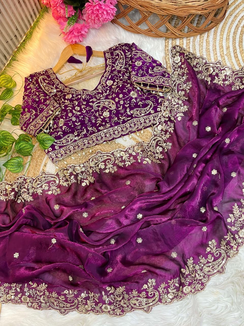 Fandy satin silk designer saree
