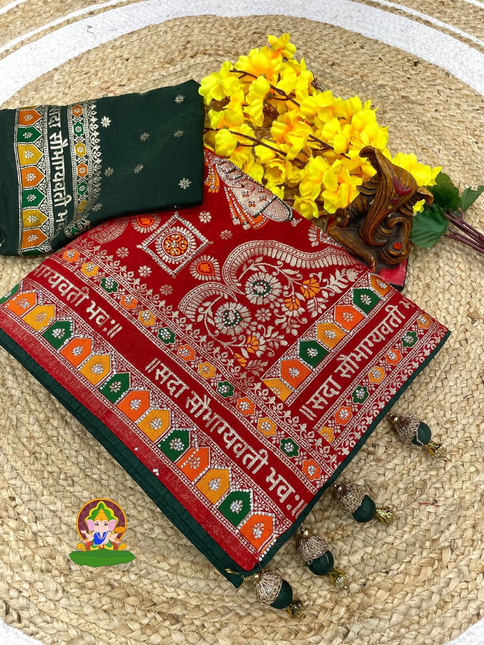 Sada Sobhagyawati Bhav Dola Viscose Silk with sirowski work