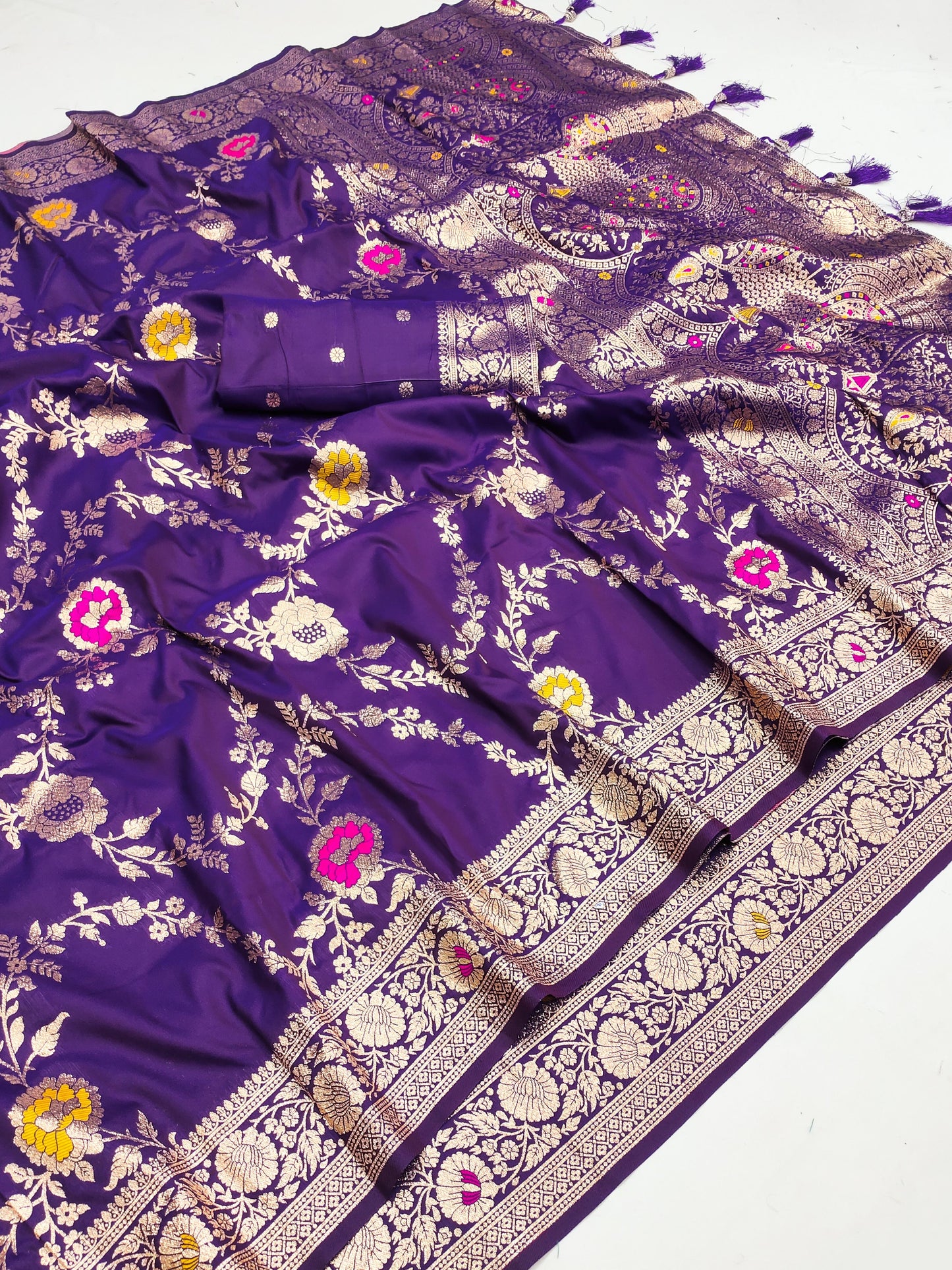 Soft Banarasi silk saree with zari weaving