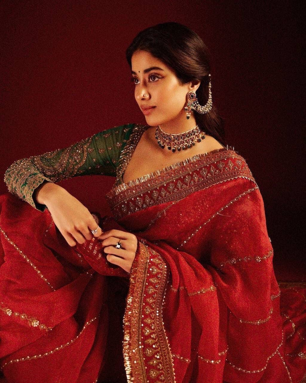 RED DESIGNER HEAVY EMBRODERY WORK SAREE