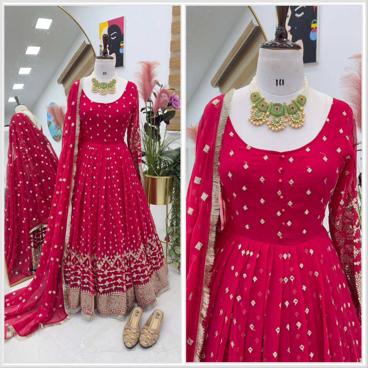 Georgette gown with dupatta
