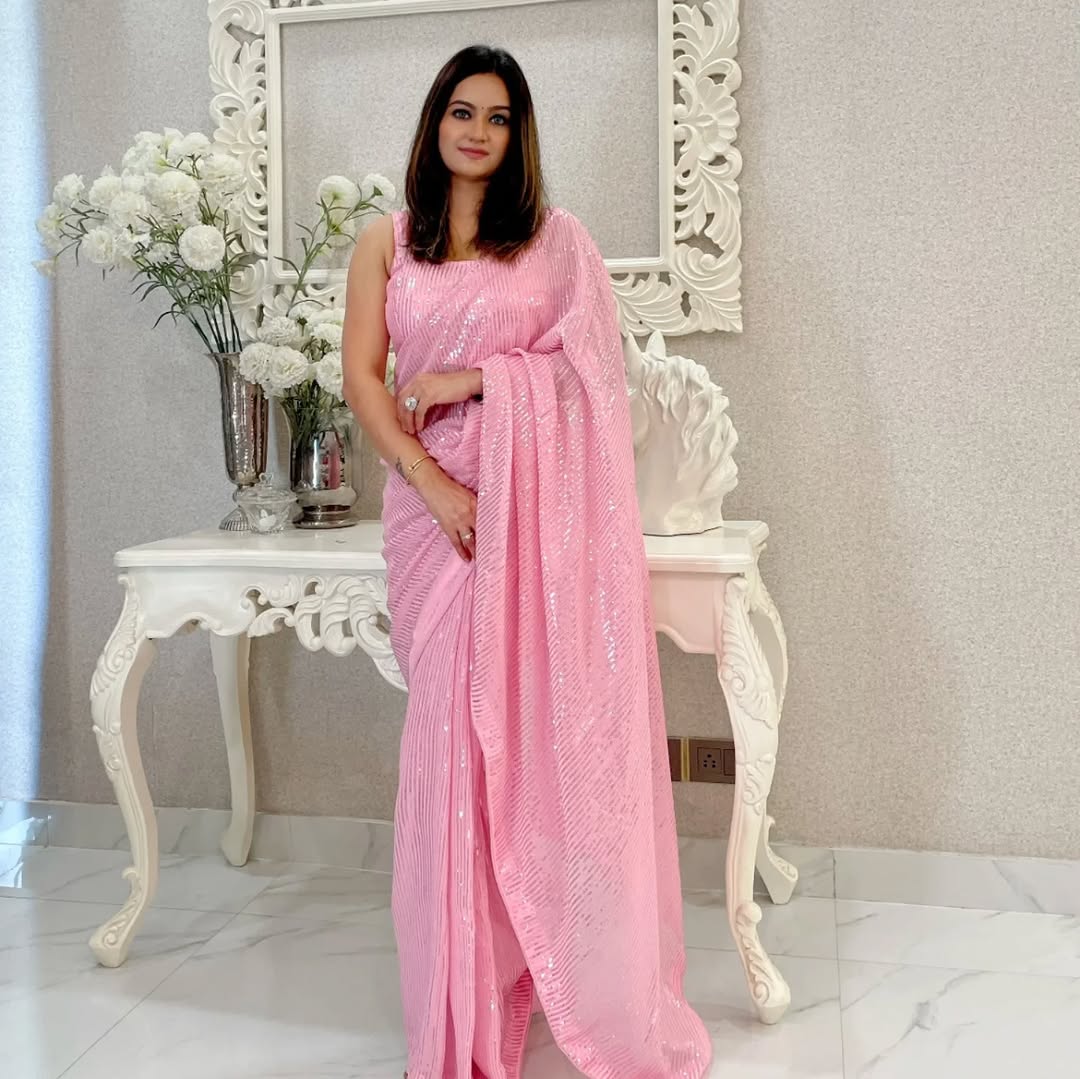 georgette with sequence work saree