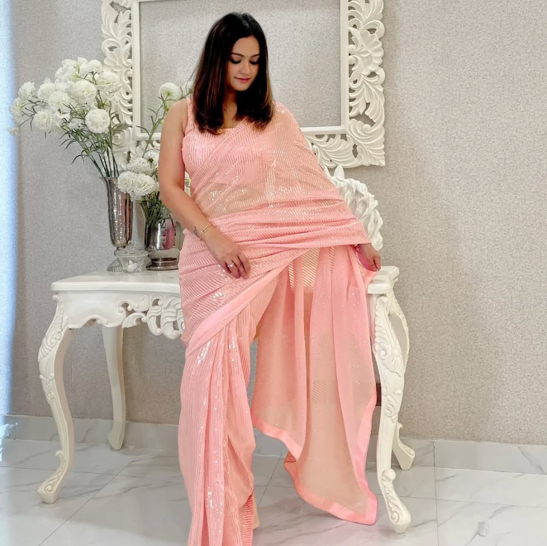 georgette with sequence work saree