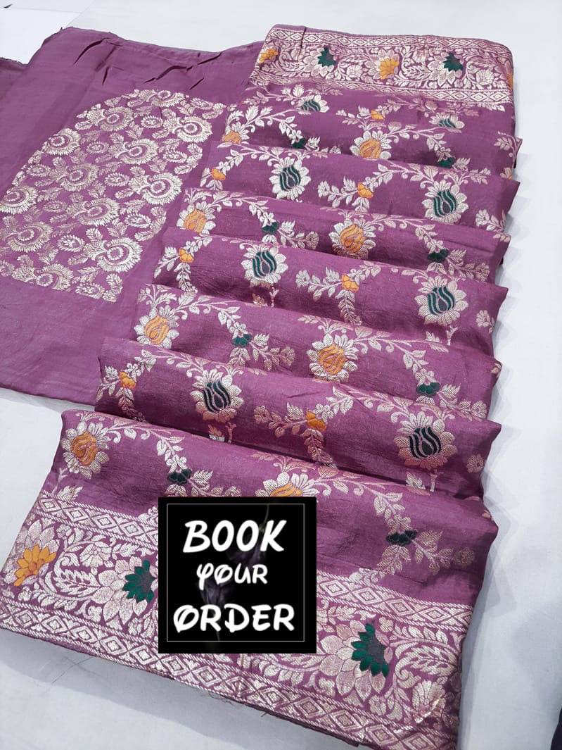 Banarasi cotton silk saree with jari weaving