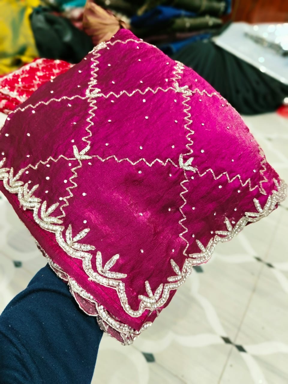 Fendi saree with diamond stone Jaal work Diya design 2 Saree