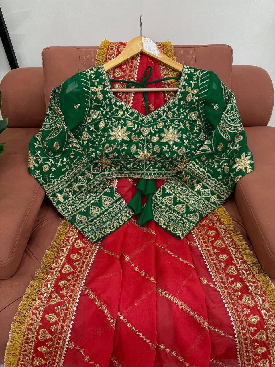 RED DESIGNER HEAVY EMBRODERY WORK SAREE