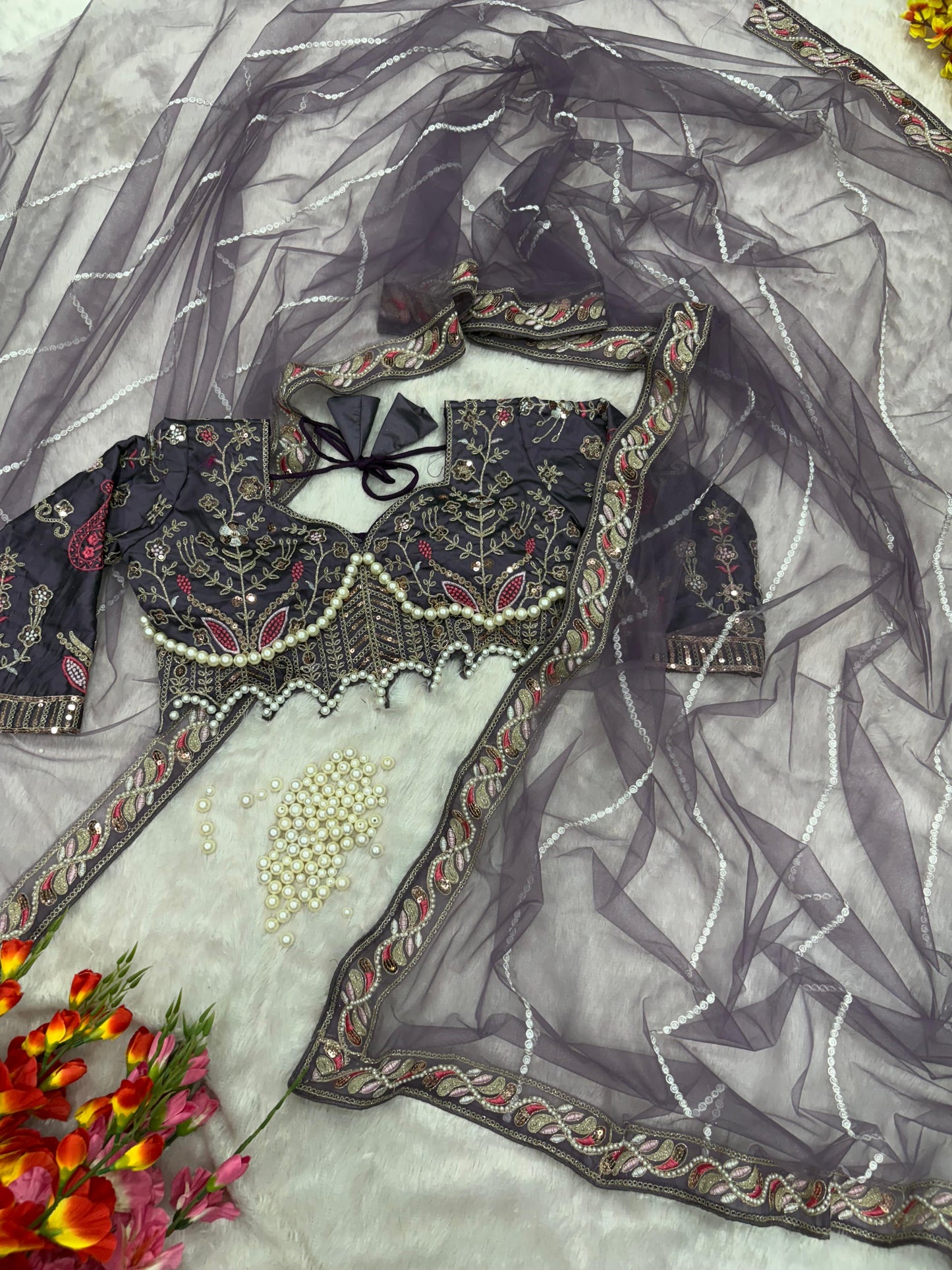 Premium Net Embellished With Beautiful Embroidery,Dori And Sequins