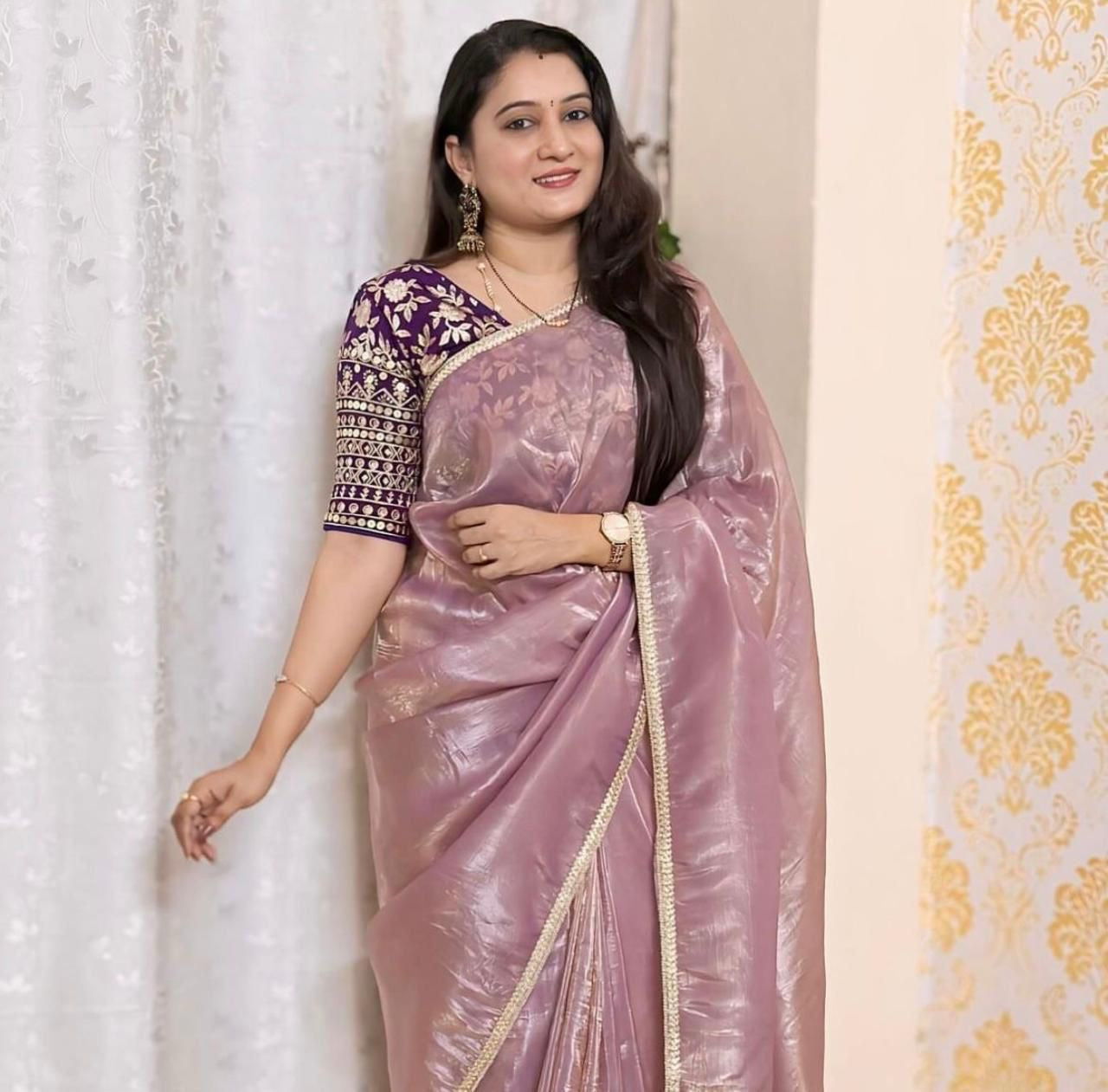 CRUSH tissue saree with blouse