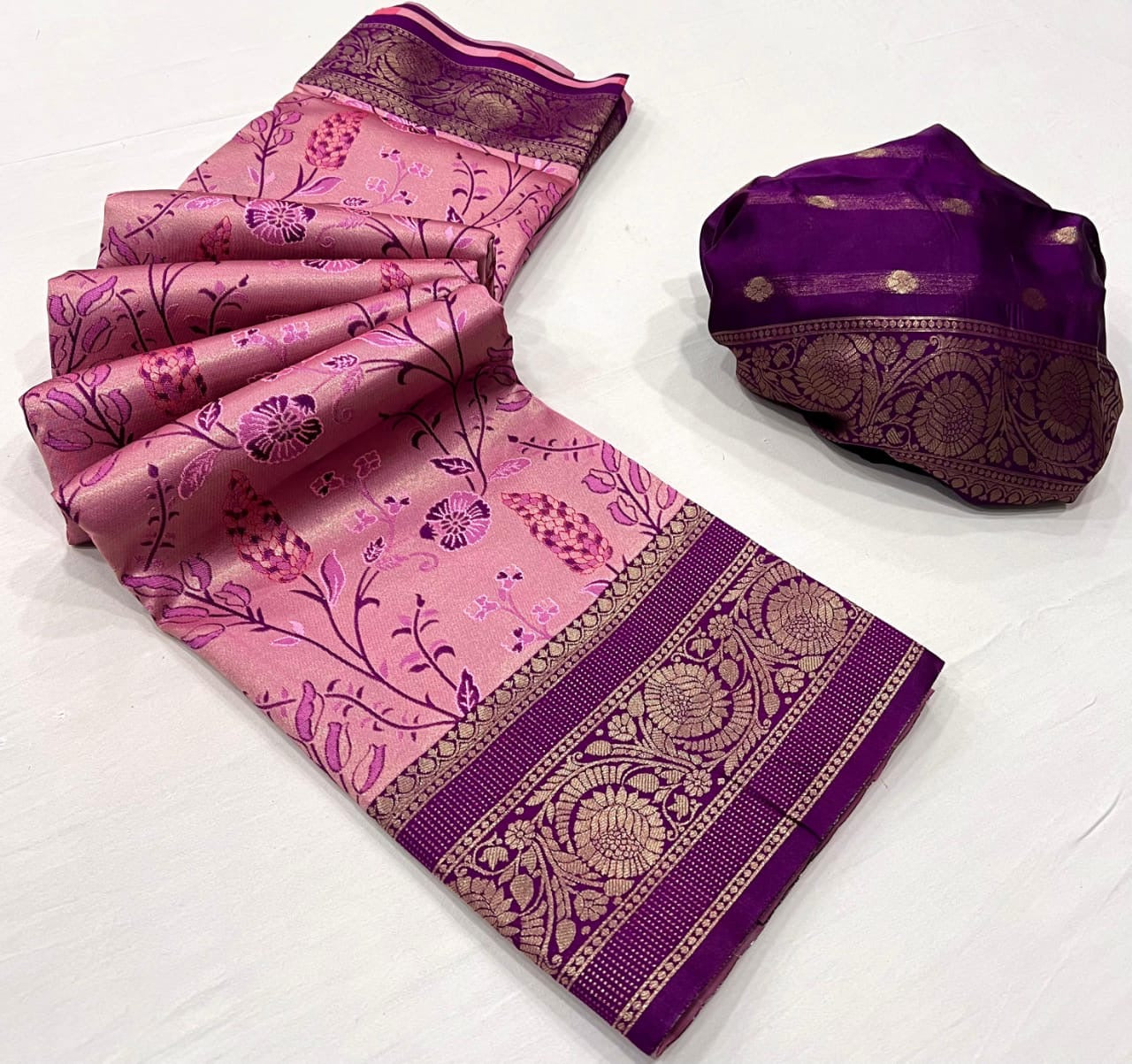 Soft Kanjivaram silk saree with zari weaving