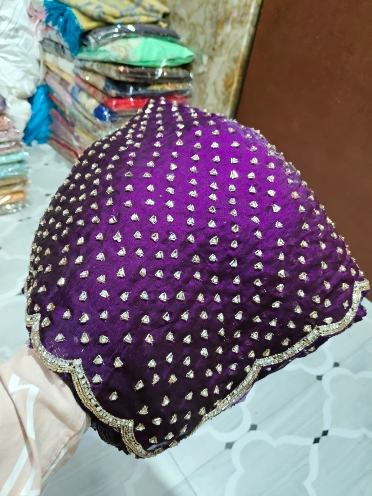 Fendi saree with diamond stone handwork