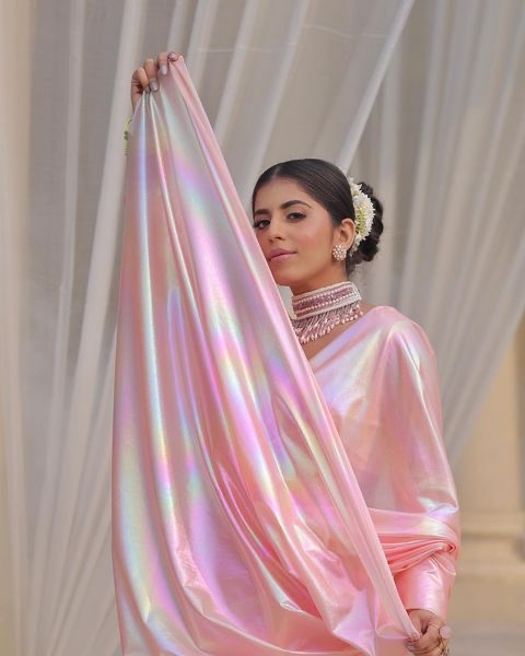 IMPORTED FABRIC LOOK A BEAUTIFUL CHROME UNICORN SAREE IN SHADES OF RAINBOW
