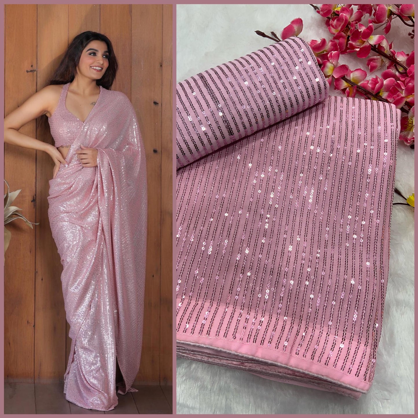Heavy Georgette sequence saree