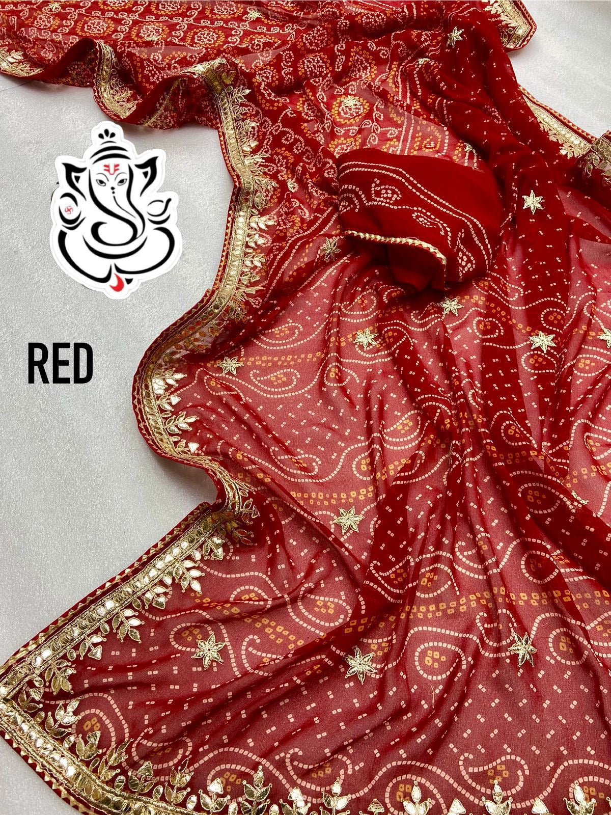 Georgette bandej gotta patti saree