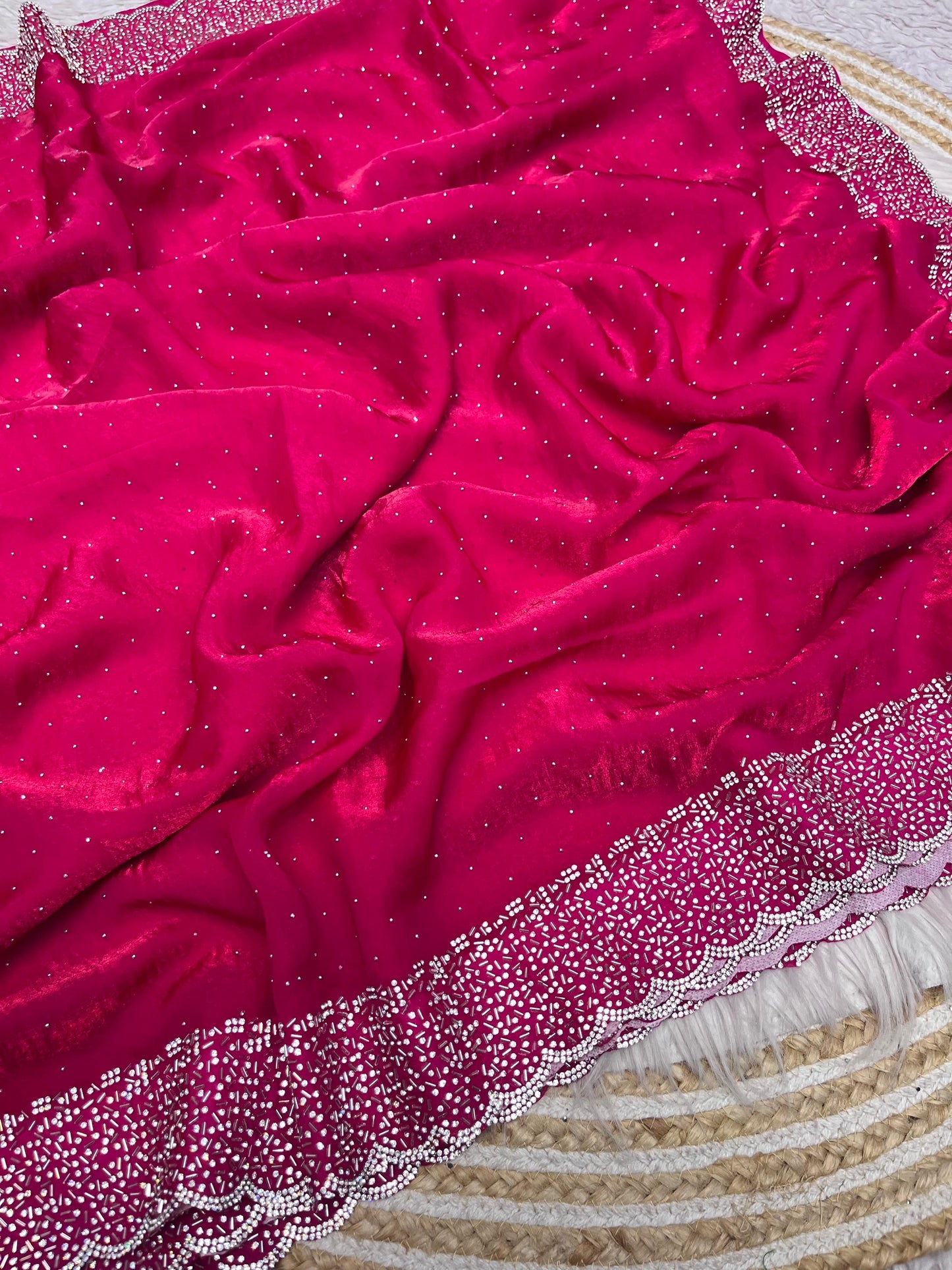 Space Silk Saree With stone Work Saree