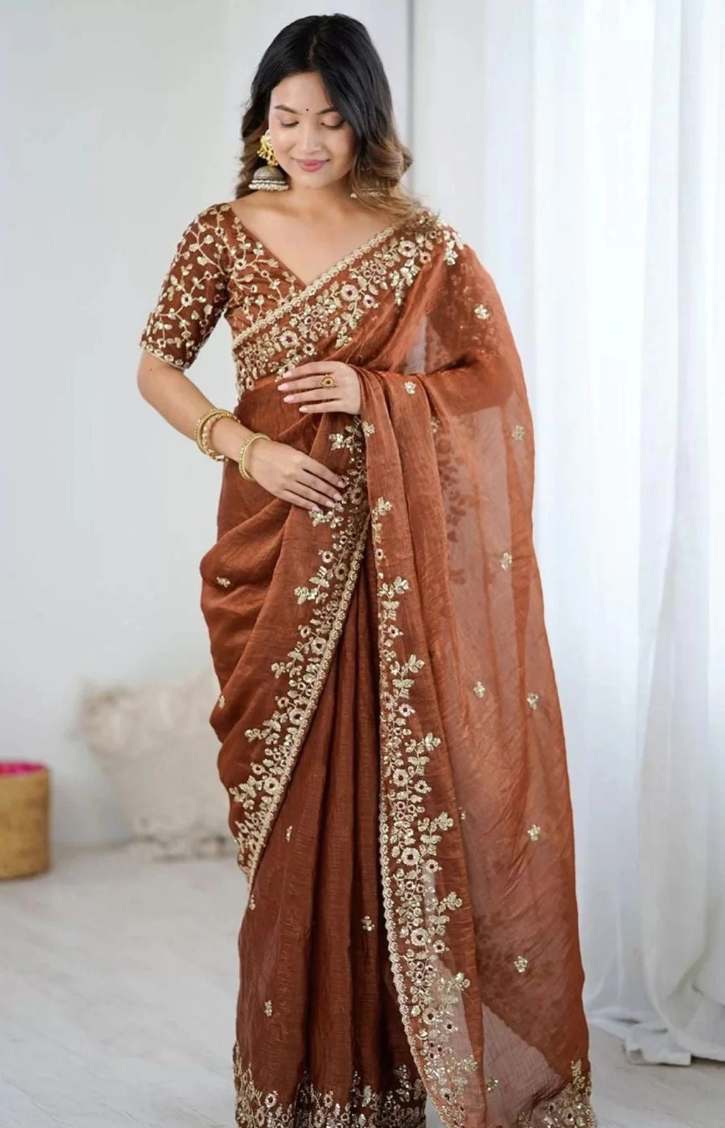 Fandy chiffon silk designer saree