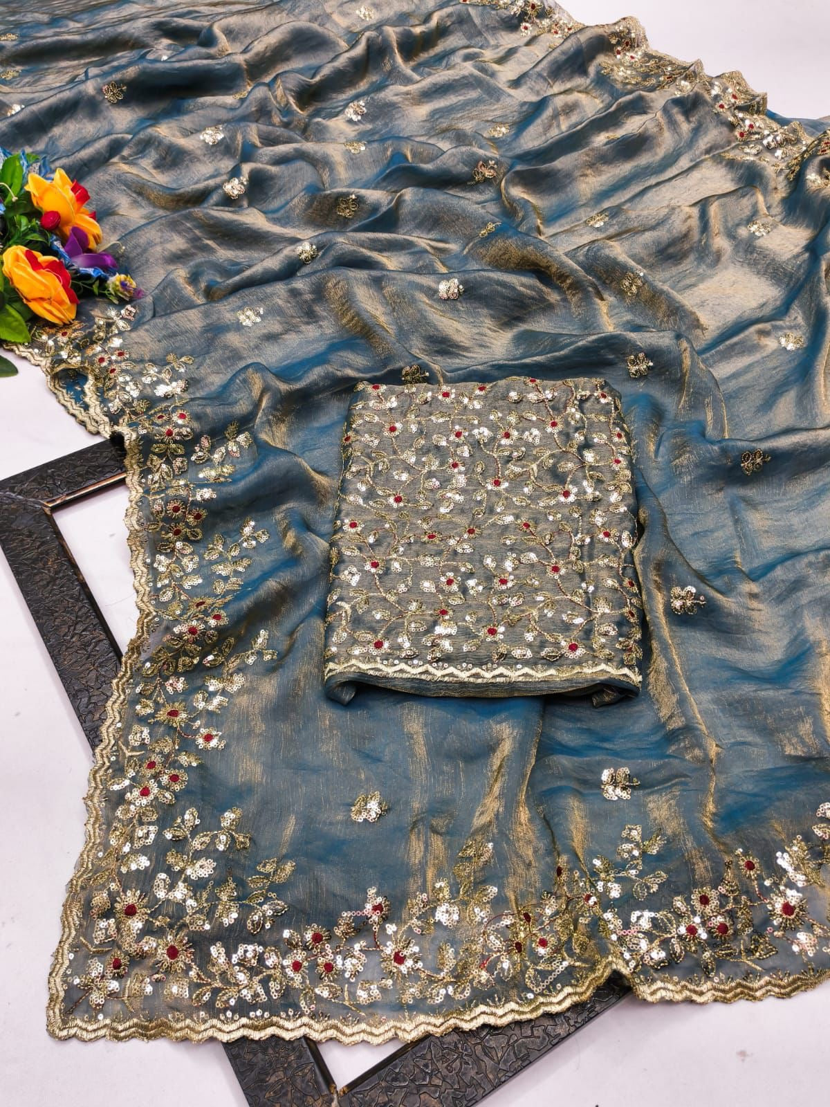 Fandy chiffon silk designer saree