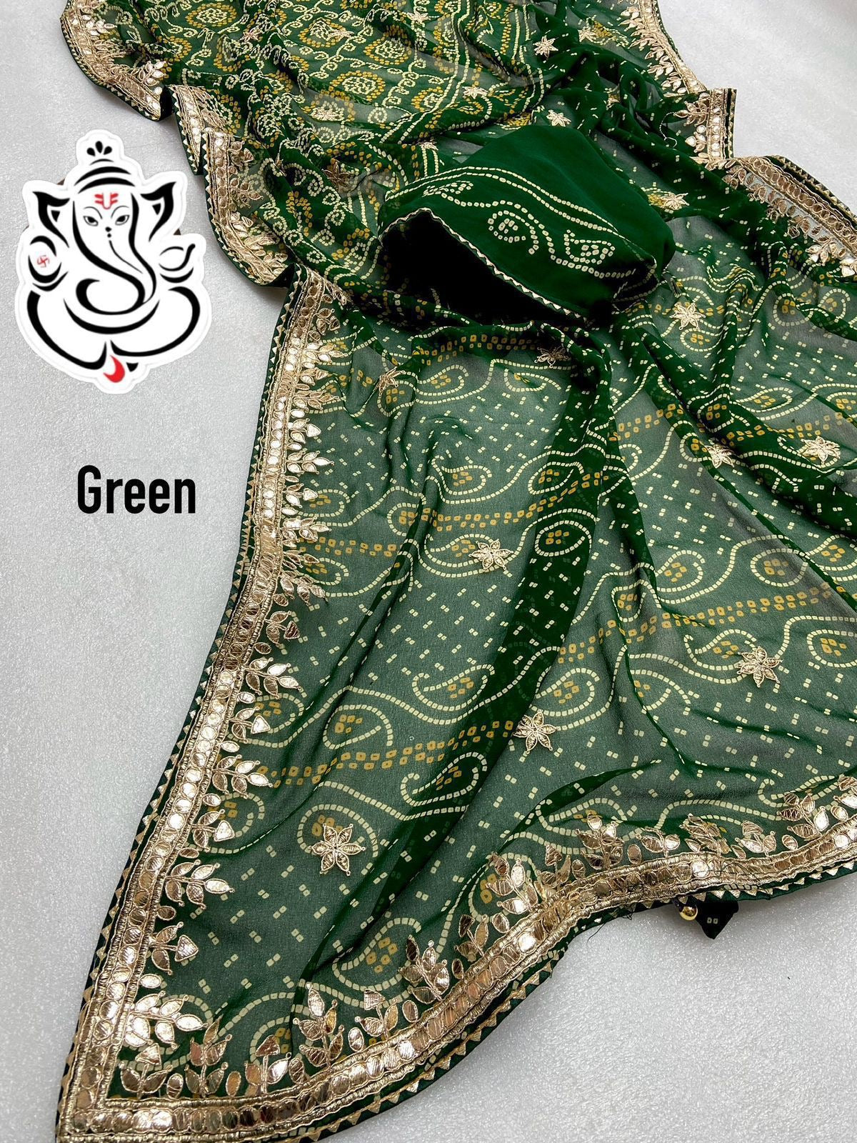 Georgette bandej gotta patti saree