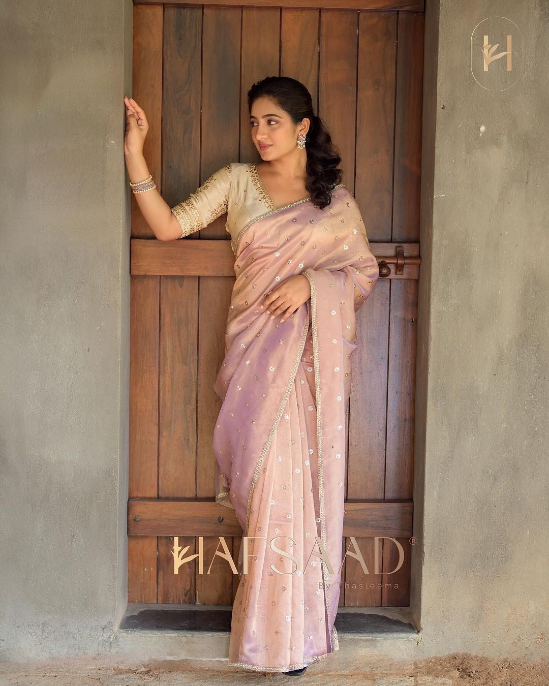 Sequins embroidery work saree