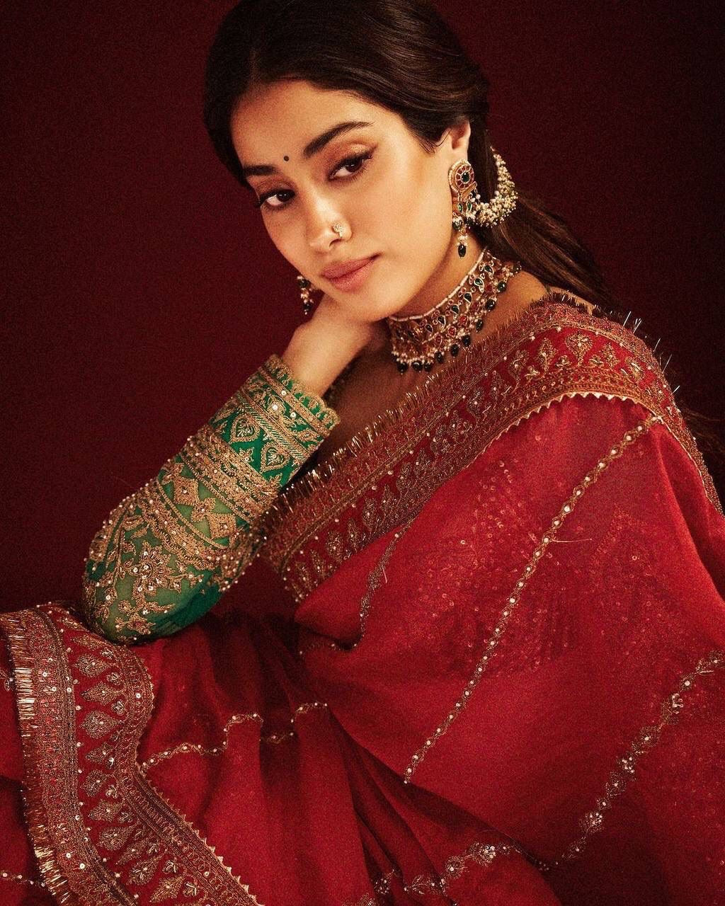 RED DESIGNER HEAVY EMBRODERY WORK SAREE