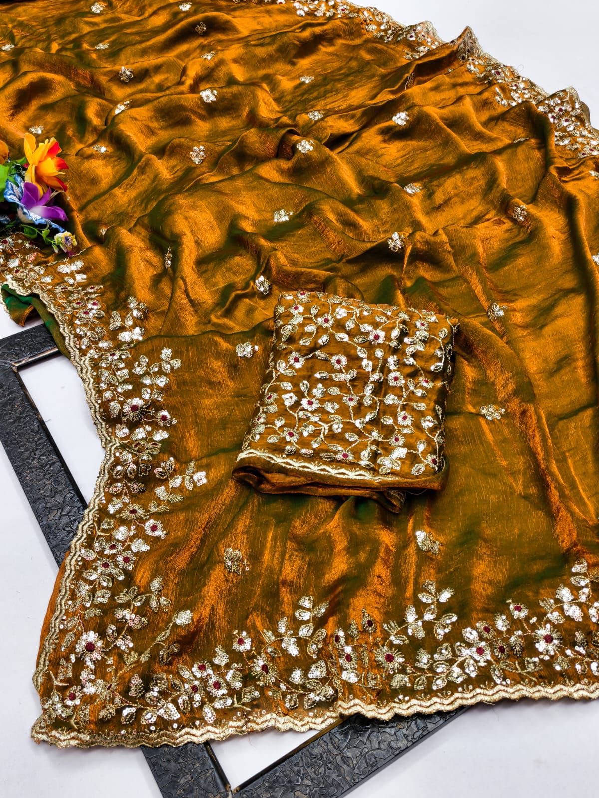 Fandy chiffon silk designer saree