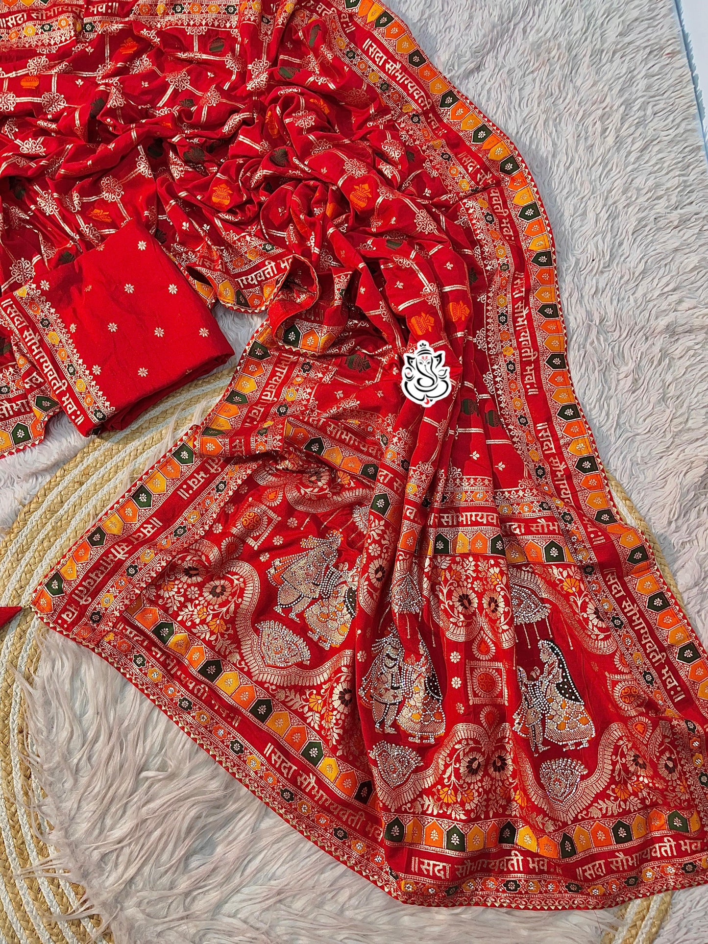 Sada Sobhagyawati Bhav Dola Viscose Silk with sirowski work