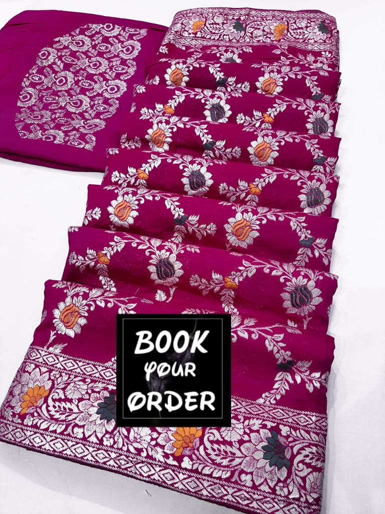 Banarasi cotton silk saree with jari weaving