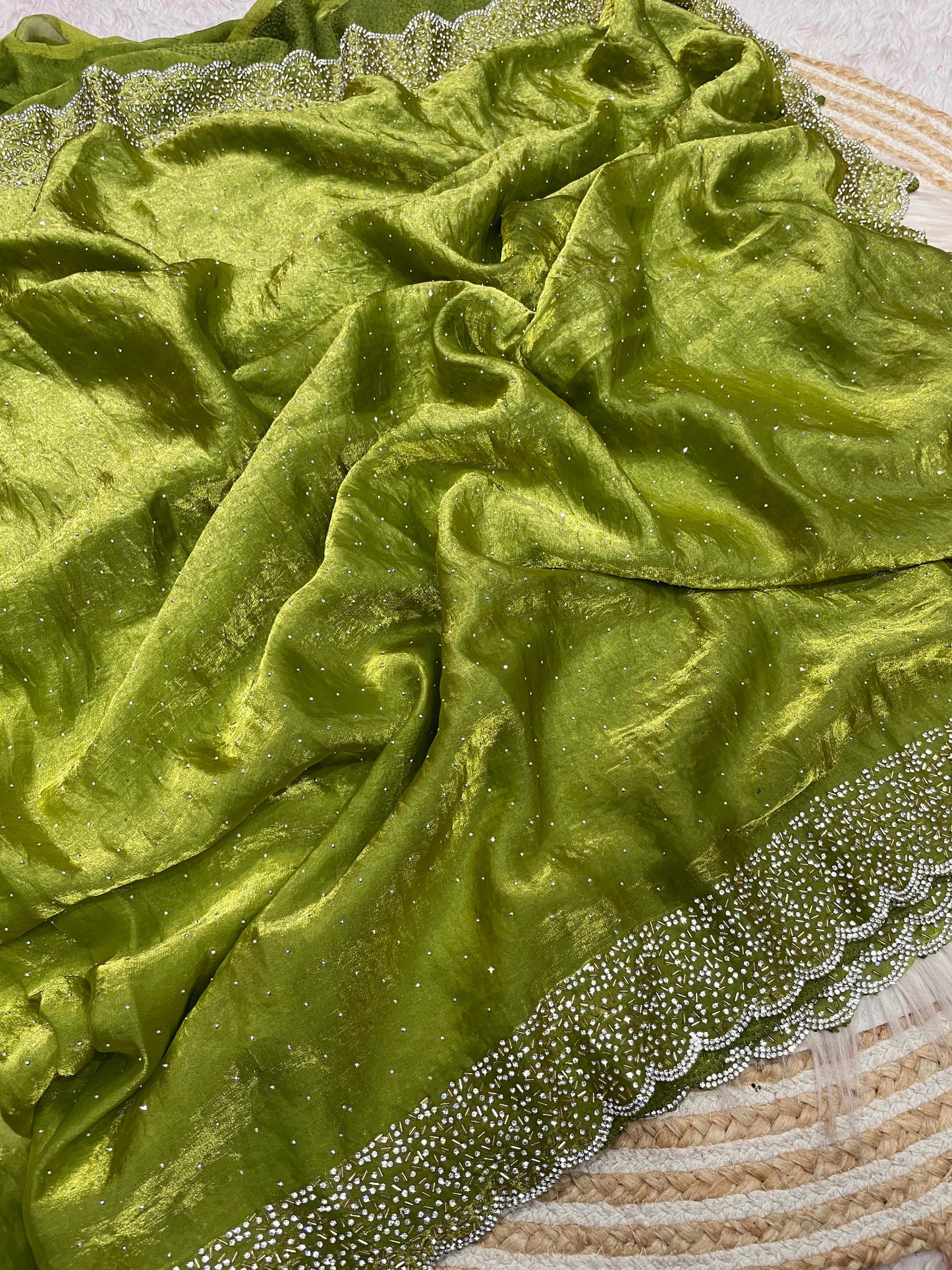Space Silk Saree With stone Work Saree