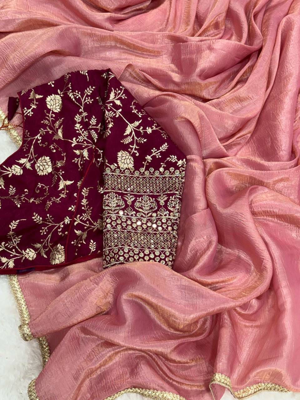 CRUSH tissue saree with blouse