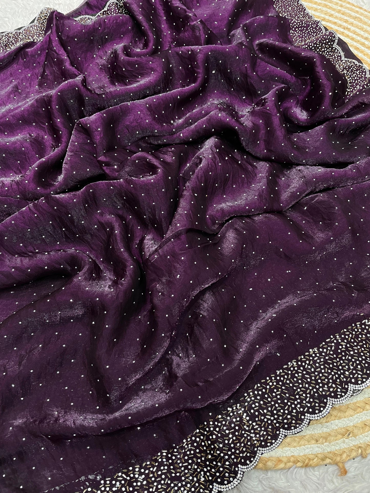 Space Silk Saree With stone Work Saree