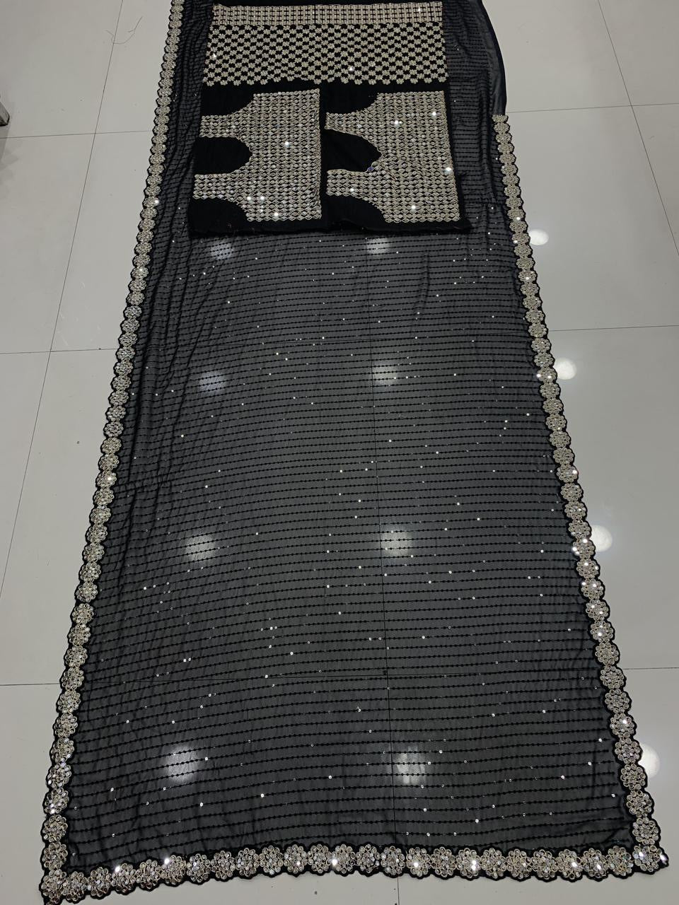 Mirror work saree