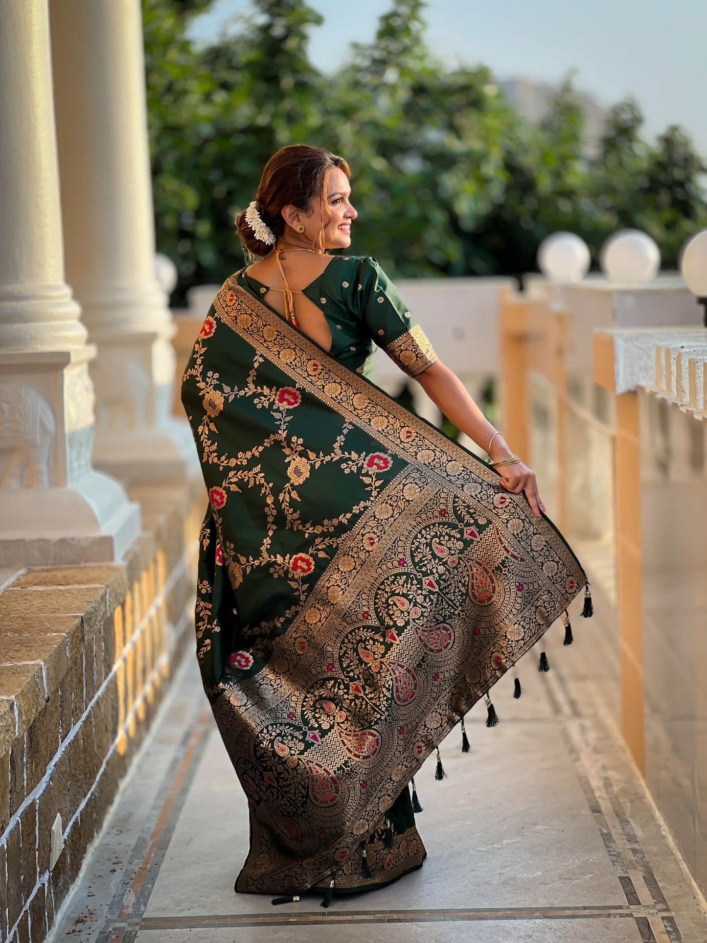 Soft Banarasi silk saree with zari weaving