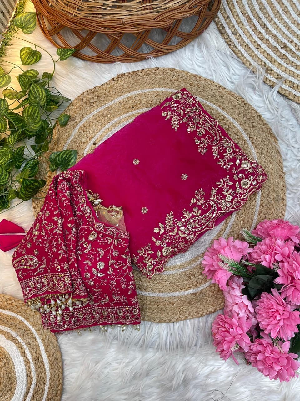 Fandy satin silk designer saree