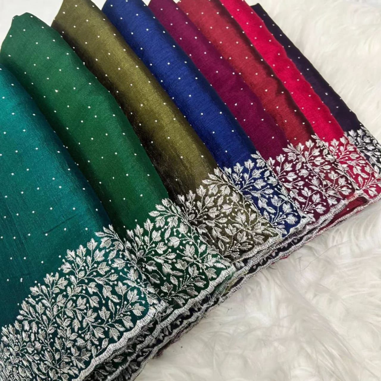 Vichitra silk with embroidery work
