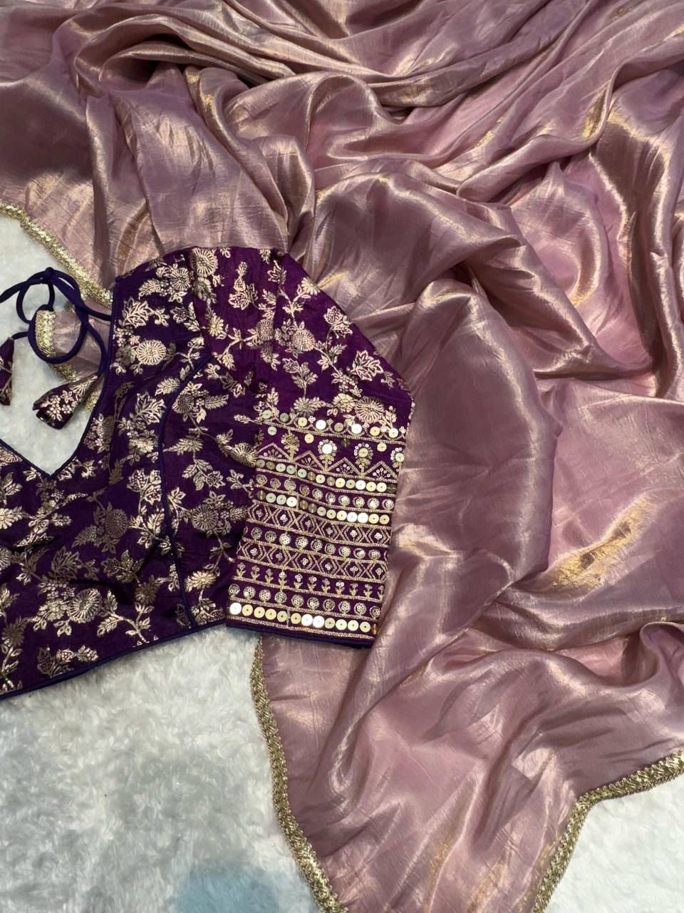CRUSH tissue saree with blouse