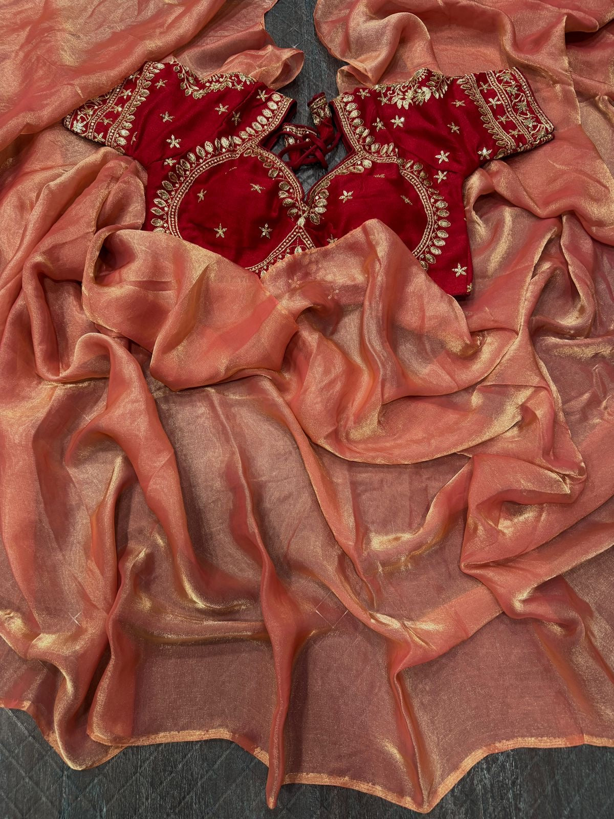 Space Silk Saree With Embroidery Work