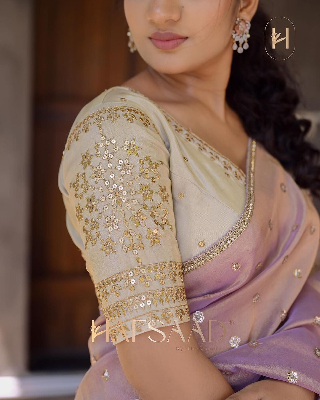Sequins embroidery work saree