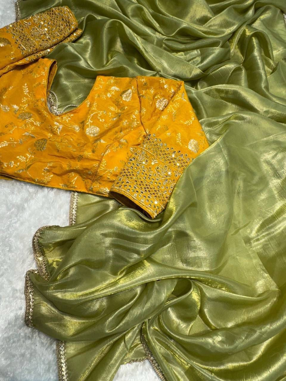 CRUSH tissue saree with blouse