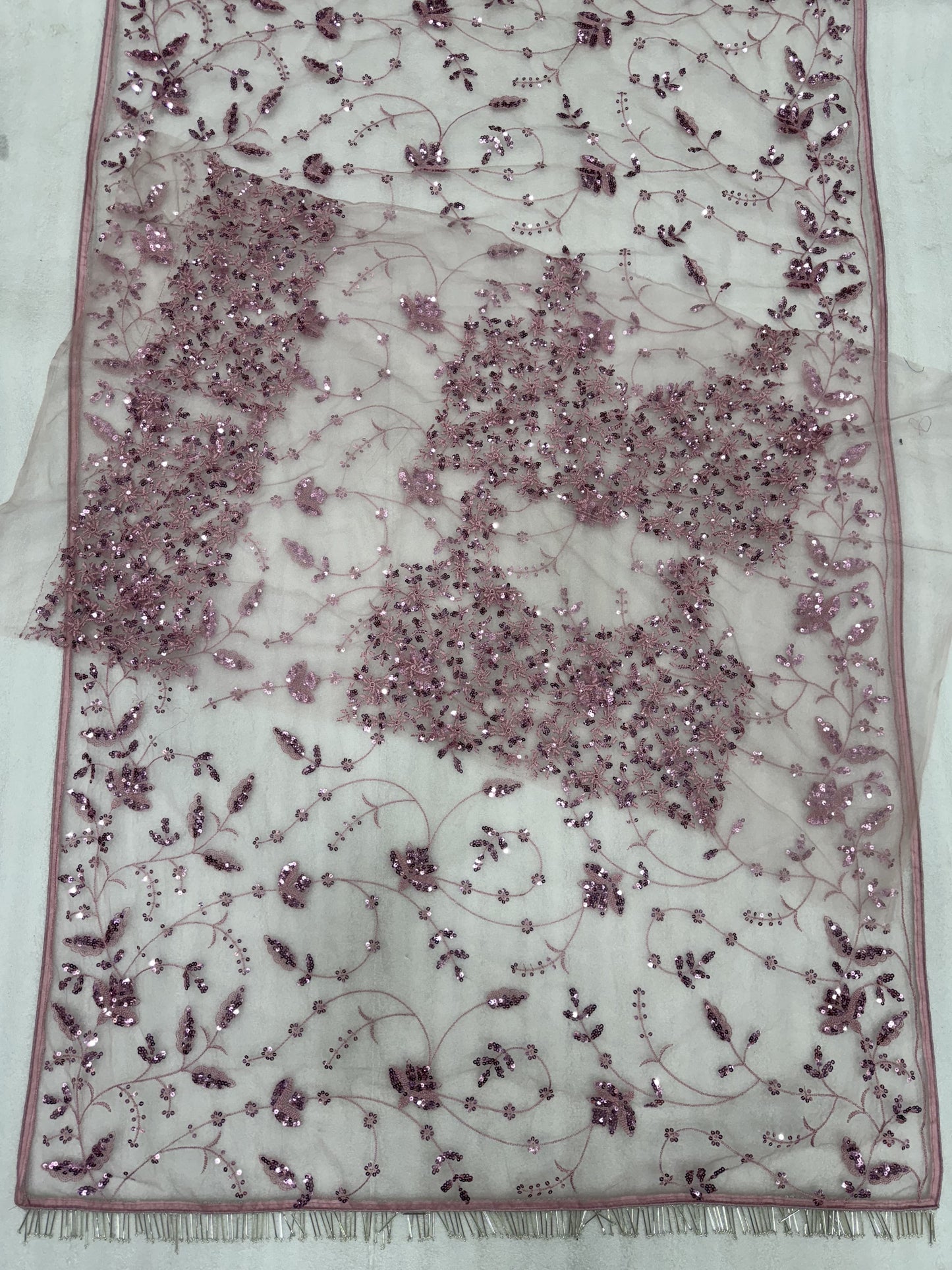Pink net saree