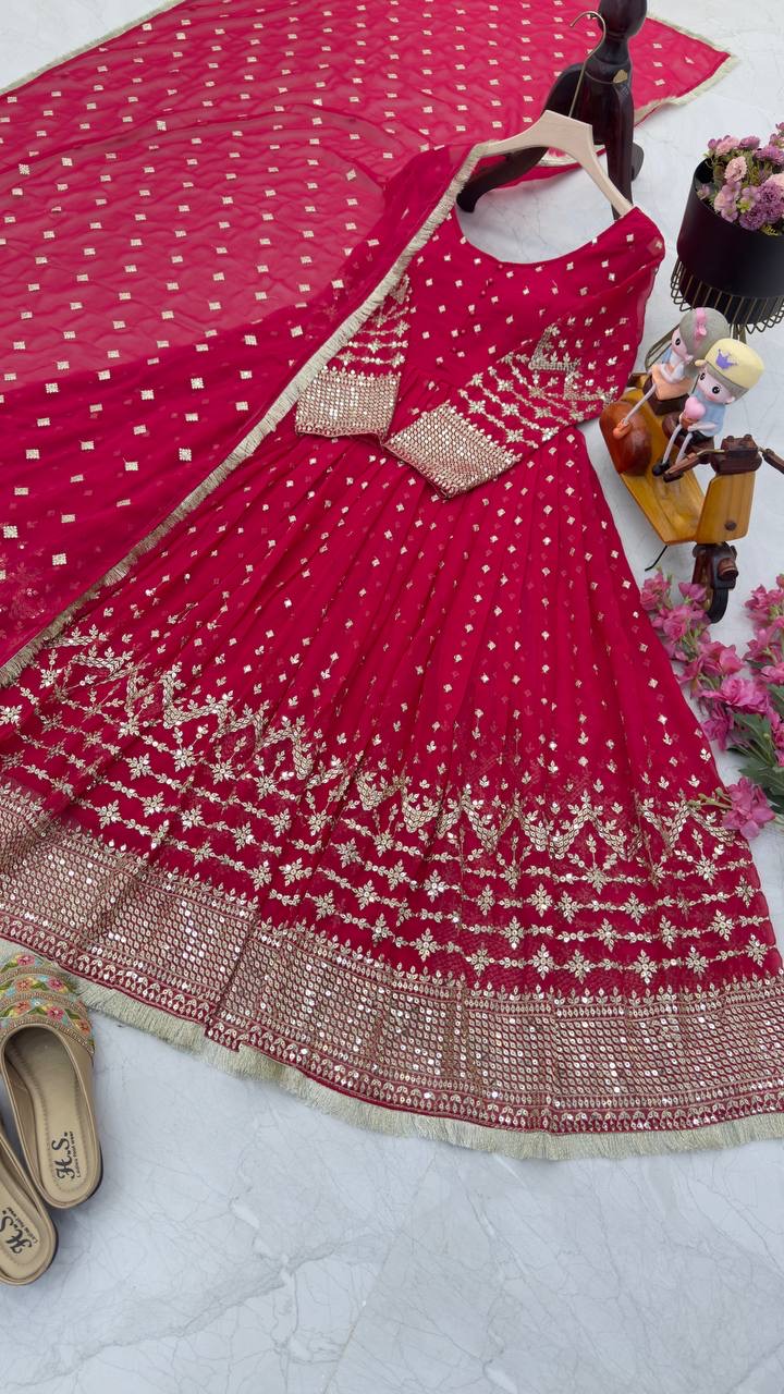 Georgette gown with dupatta