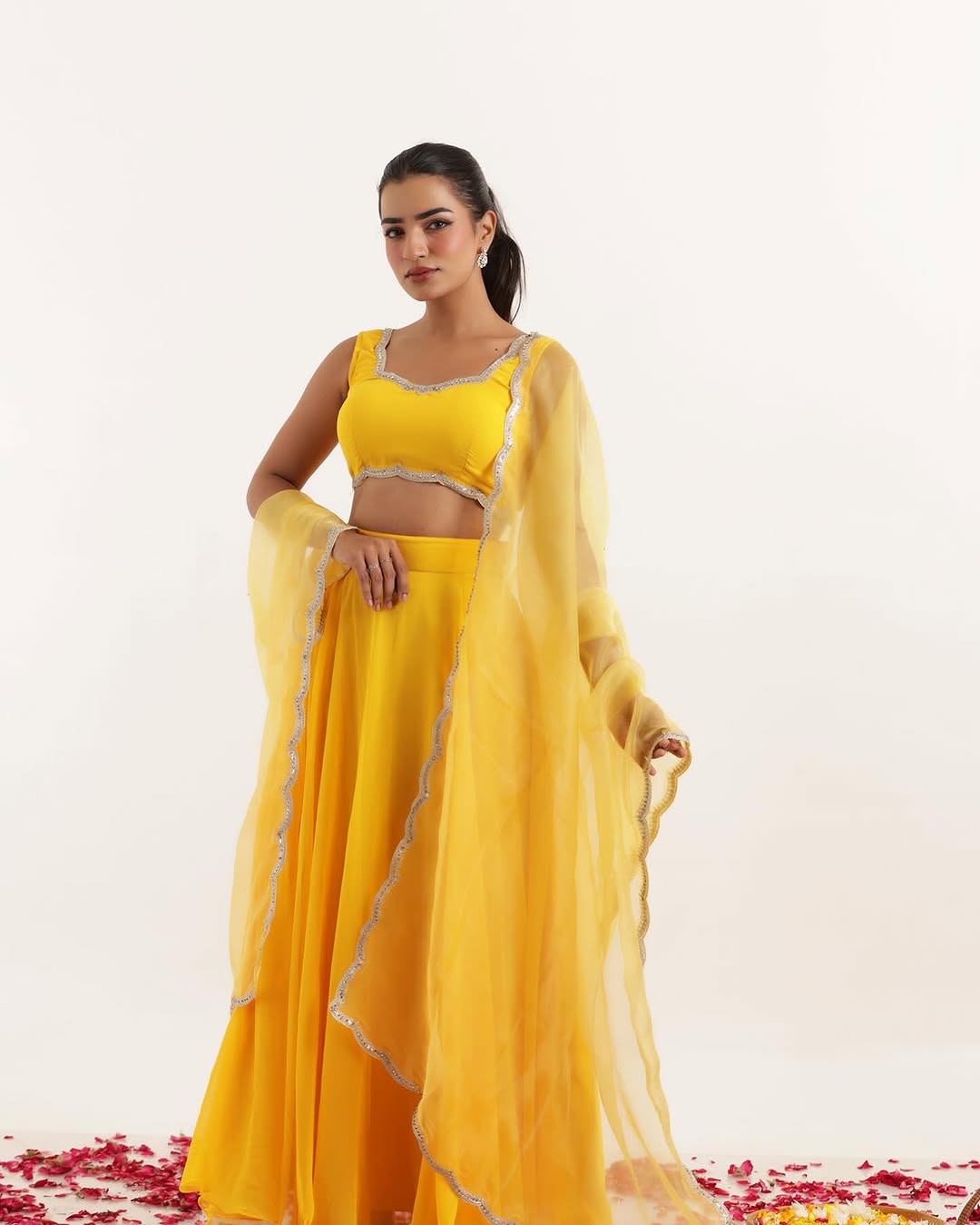 Pure Georgette lehnga with stitched blouse and dupatta
