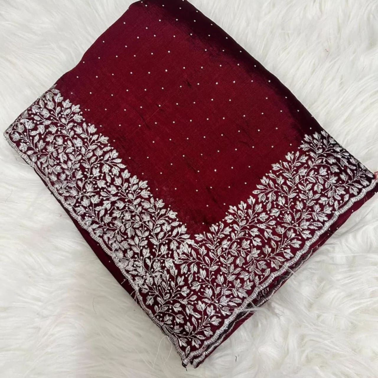 Vichitra silk with embroidery work