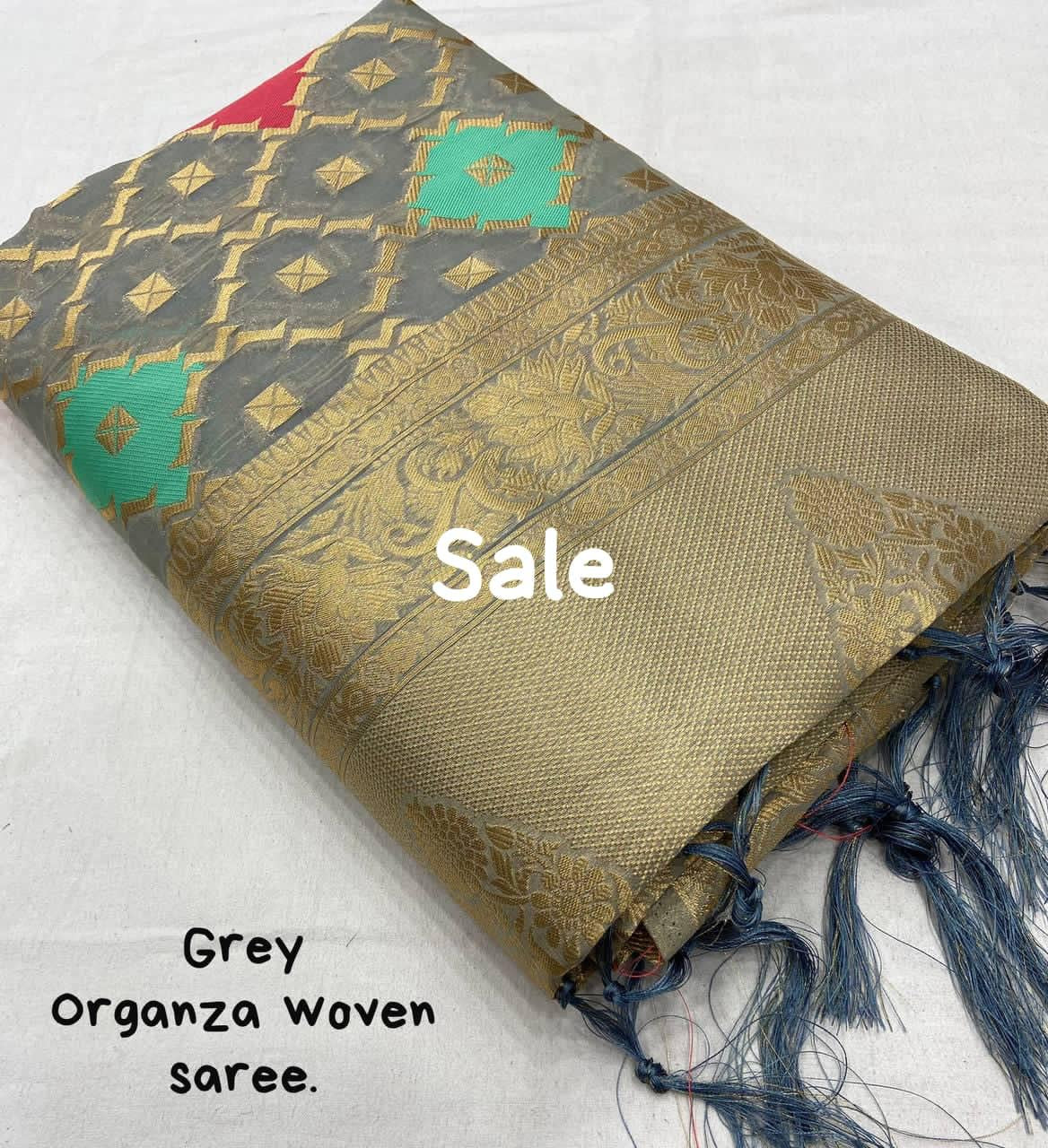 organza woven saree with zari