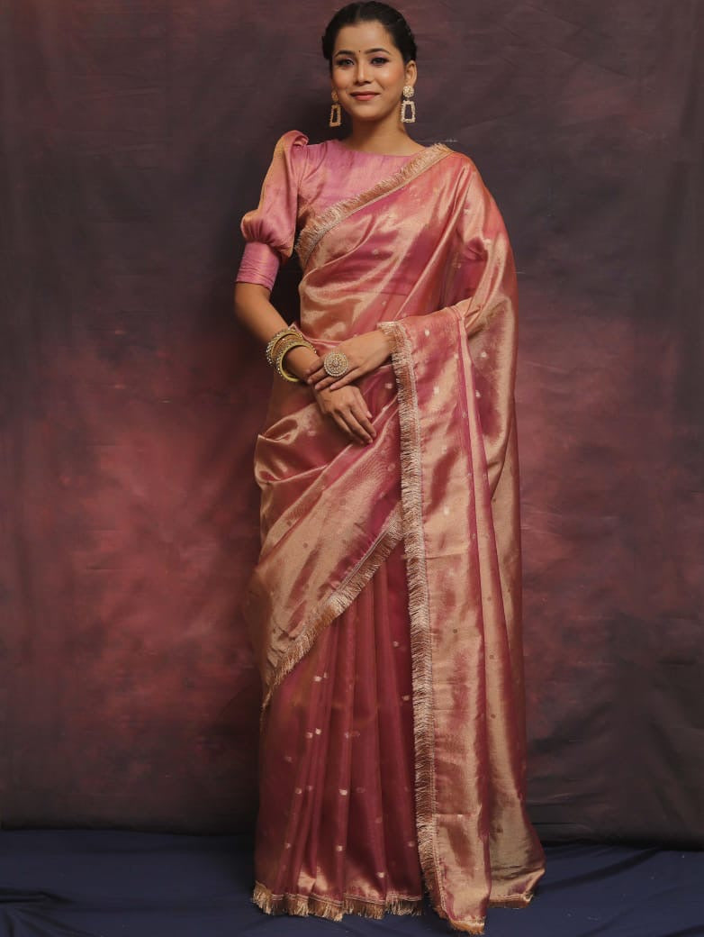Banarasi soft chunri buti weaving tissue silk saree