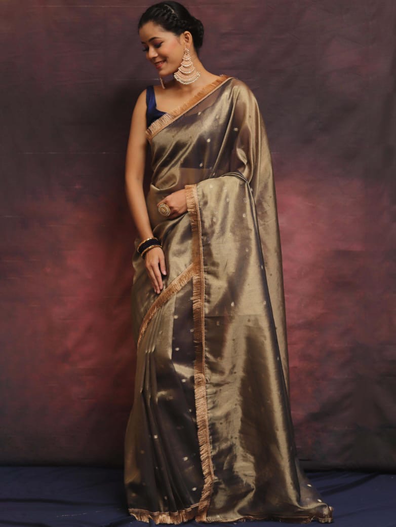 Banarasi soft chunri buti weaving tissue silk saree
