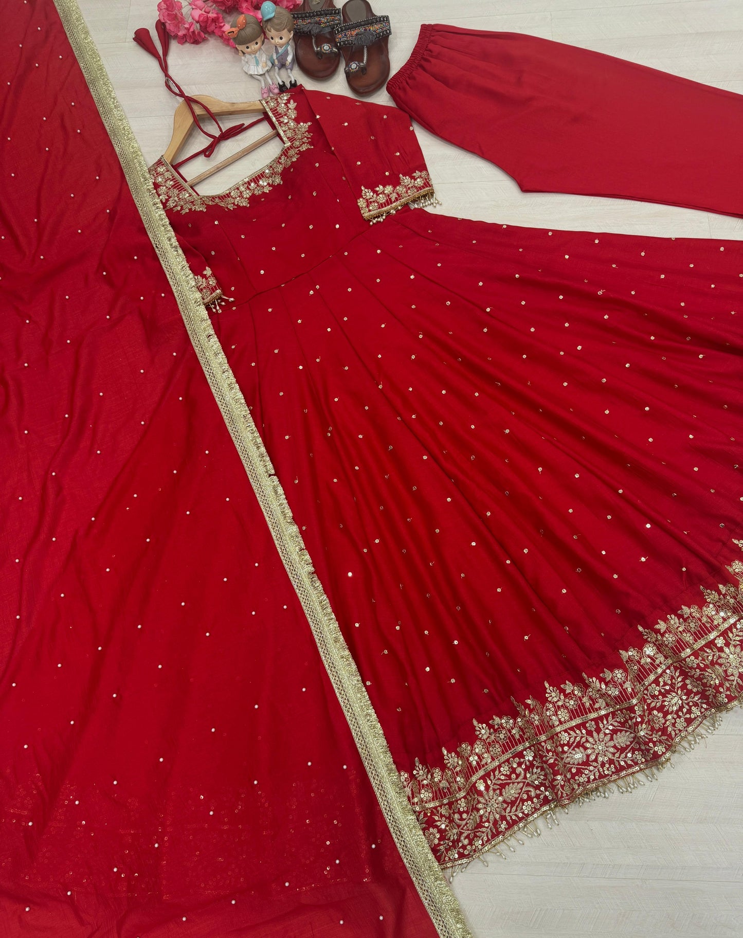 Vichitra Silk gown with dupatta