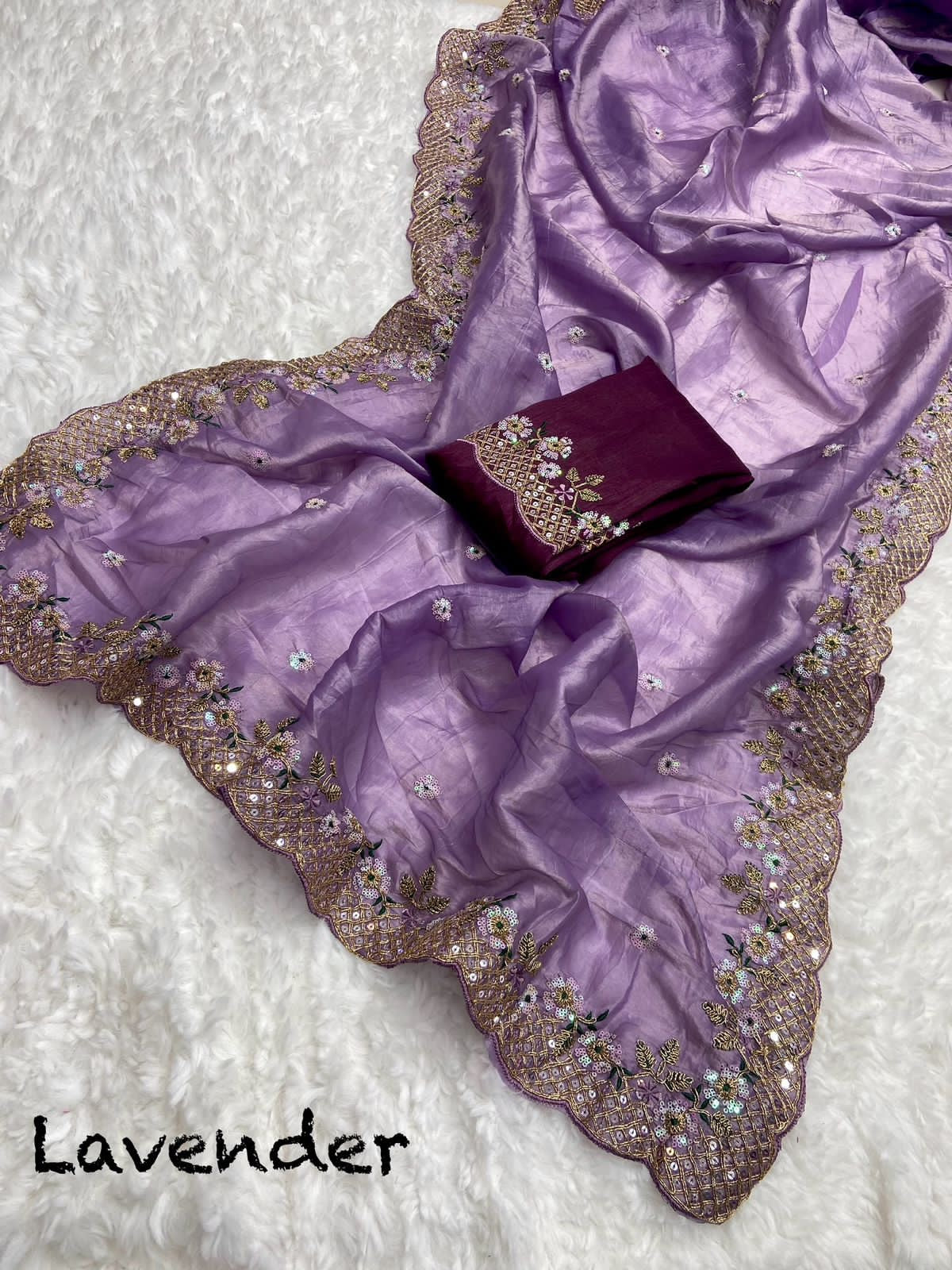 Soft Gold Crush with Embroidery work
